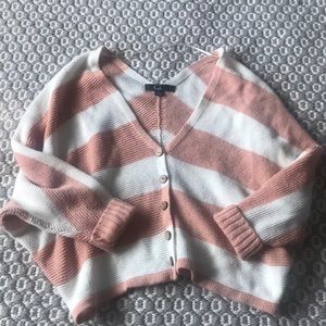 Striped cropped knitted sweater